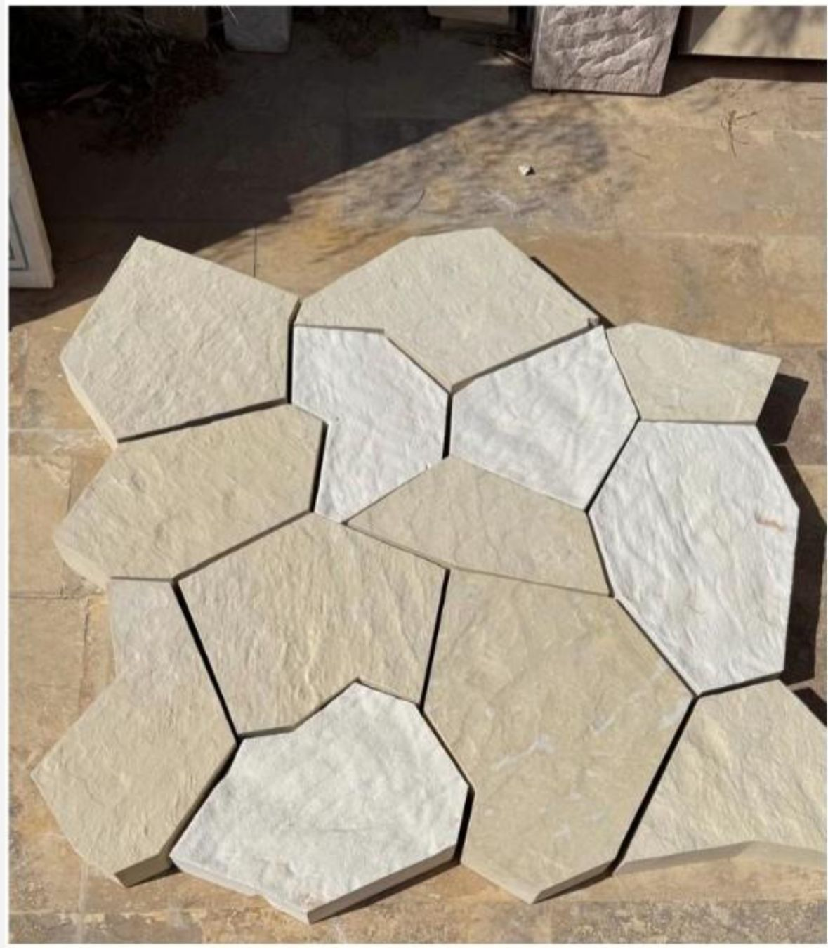 Honed Madaba Limestone & Rweished Sandstone tiles