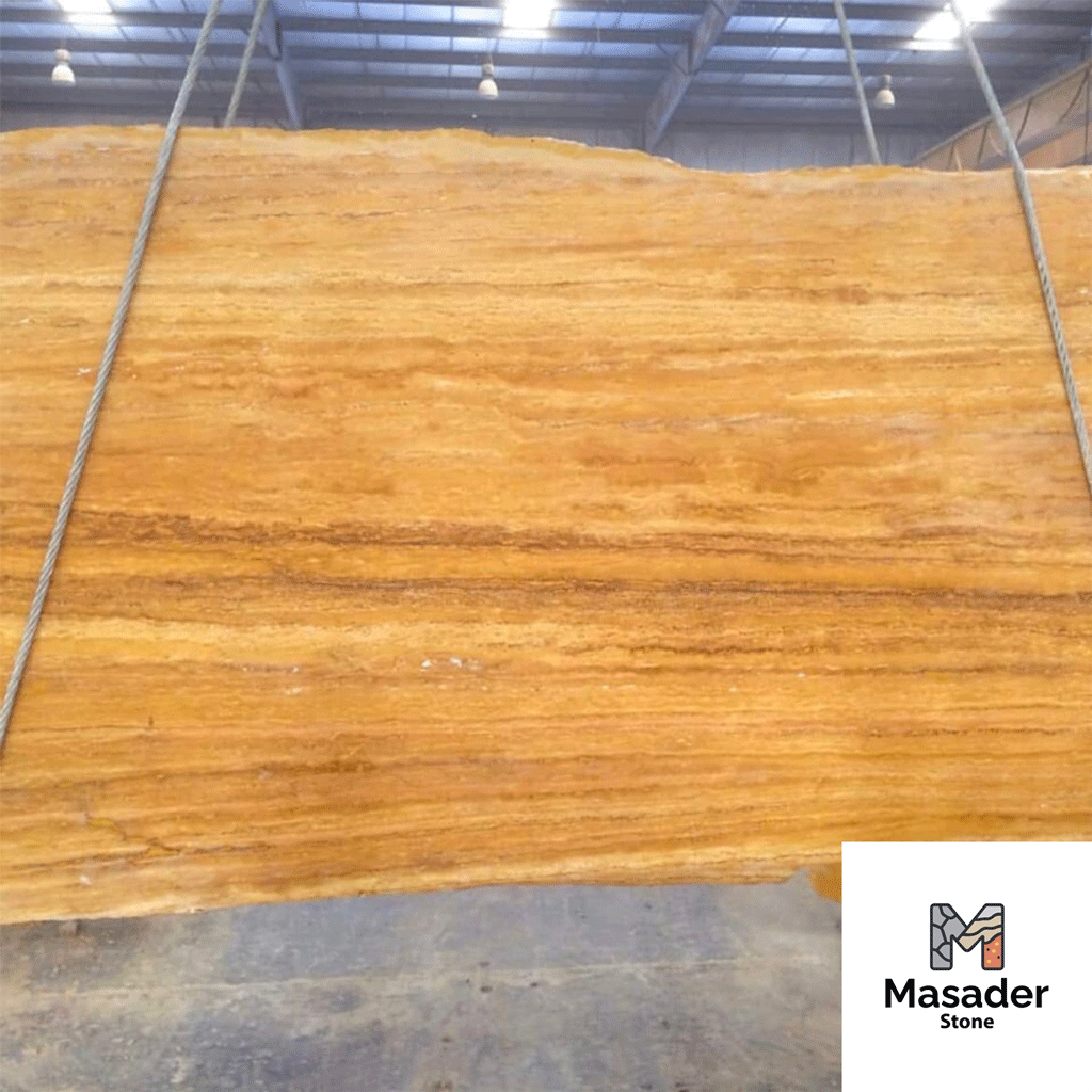travertine slab golden yellow saw cut